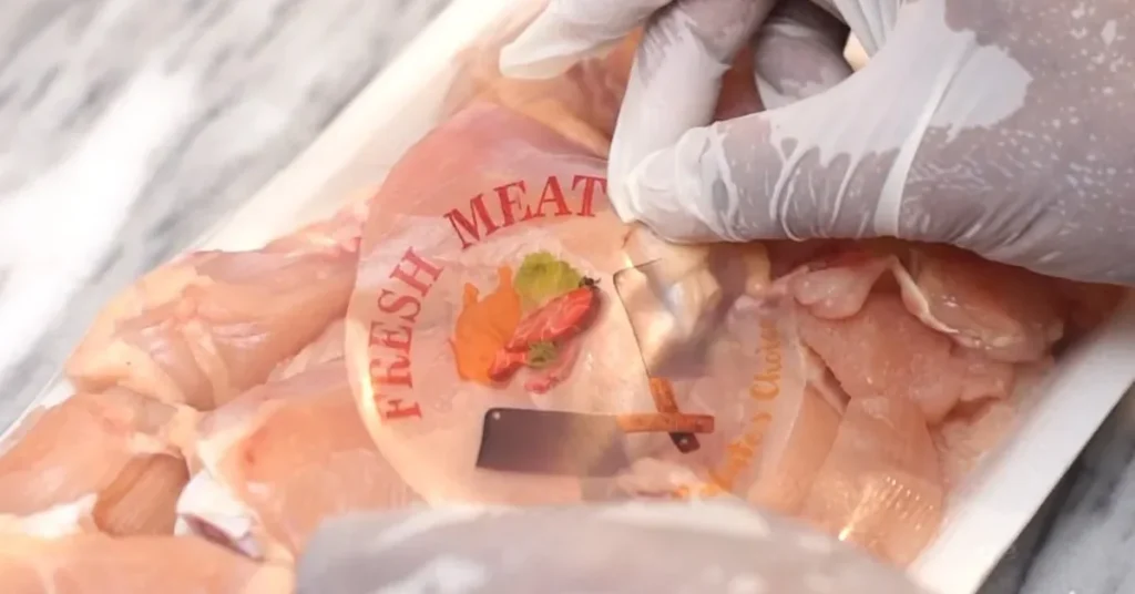 Fresh Meat Shop branded fresh chicken packaging close-up