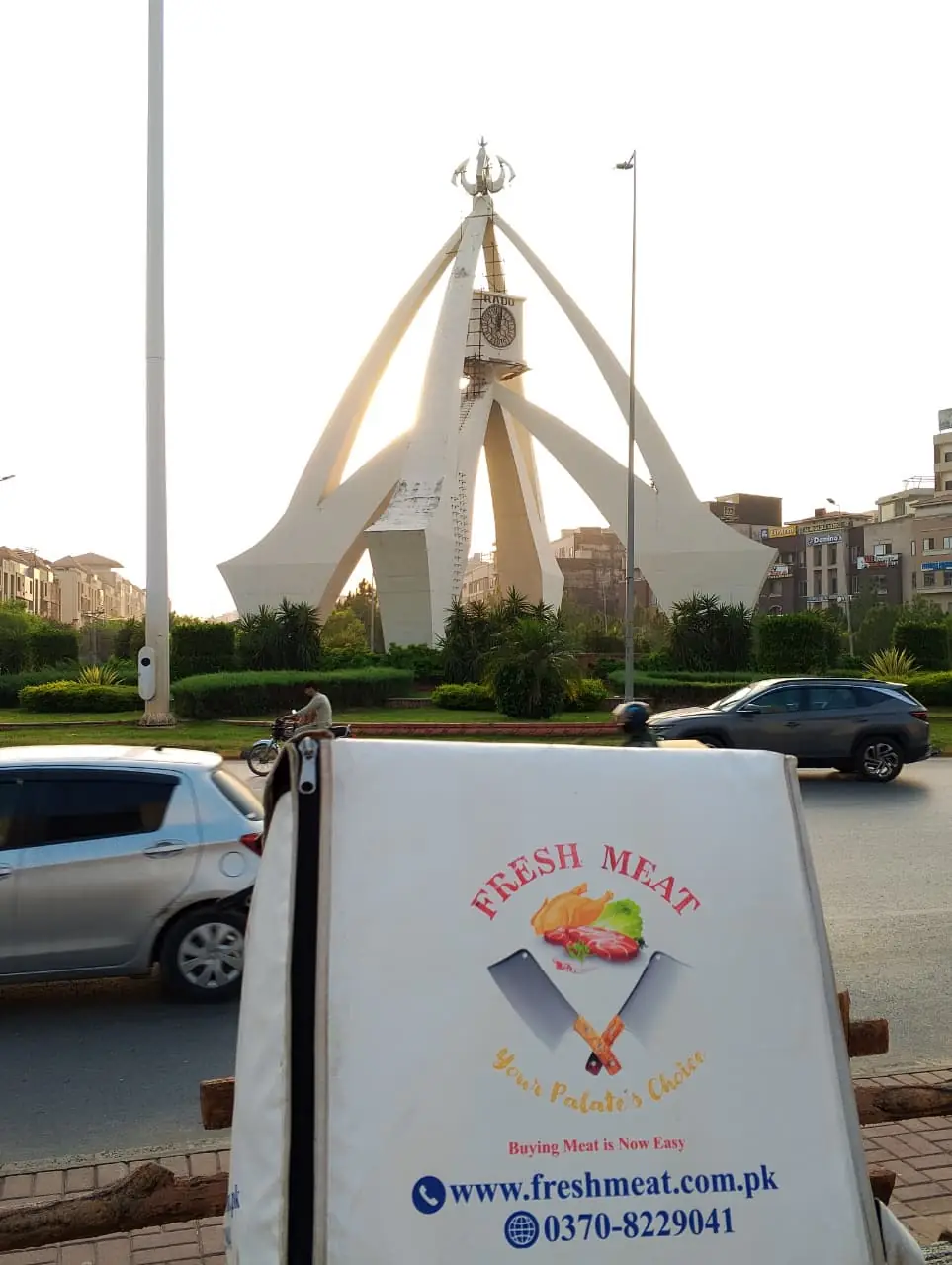 Fresh Meat Shop delivery bike at Globe Chowk, Bahria Springs